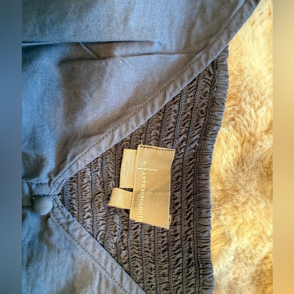 Anthropologie Navy Smocked Skirt